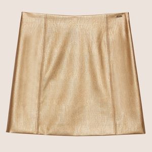 Armani Exchange FAUX-LEATHER SEAMED METALLIC SKIRT